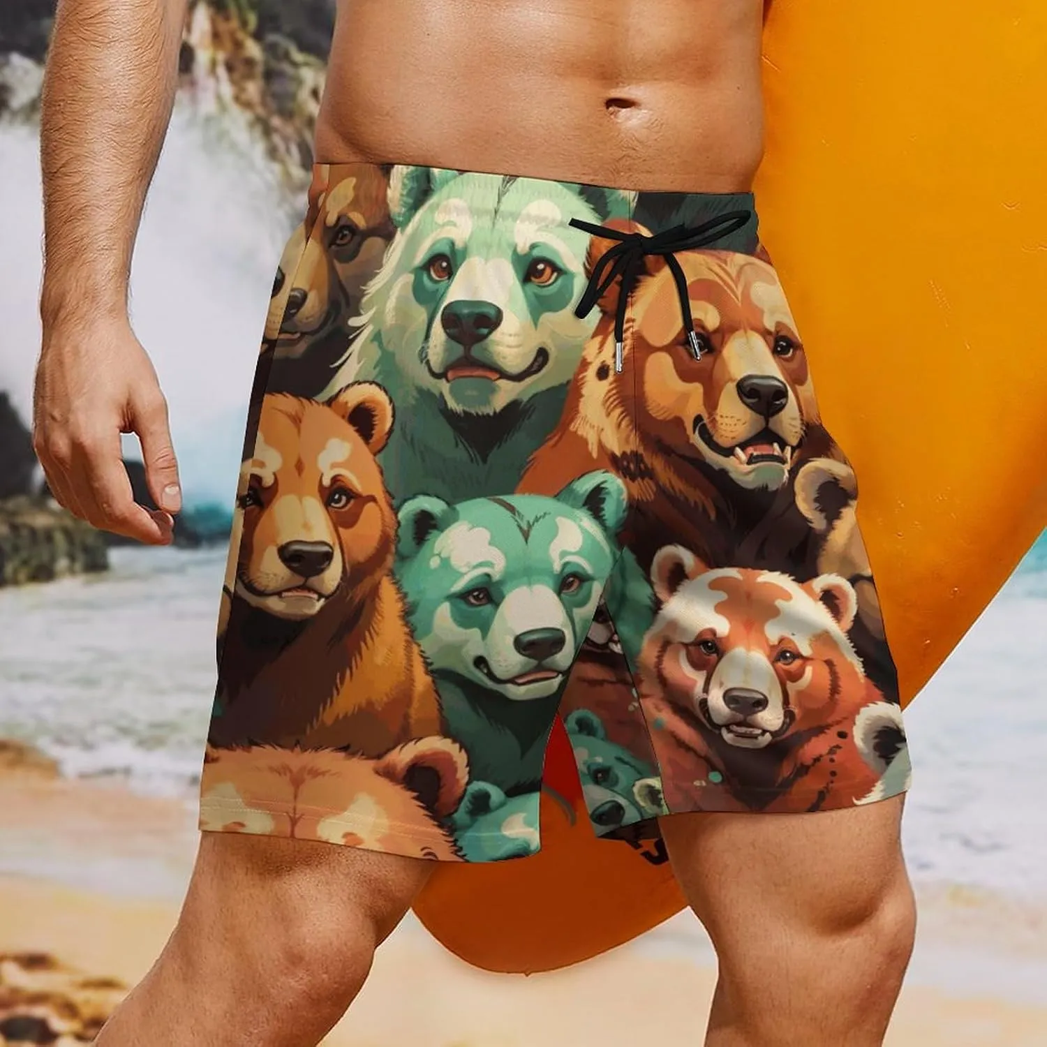 Colorful-eagle Mens Swimming Trunks Board Shorts Beach Shorts with Pockets Bathing Suits