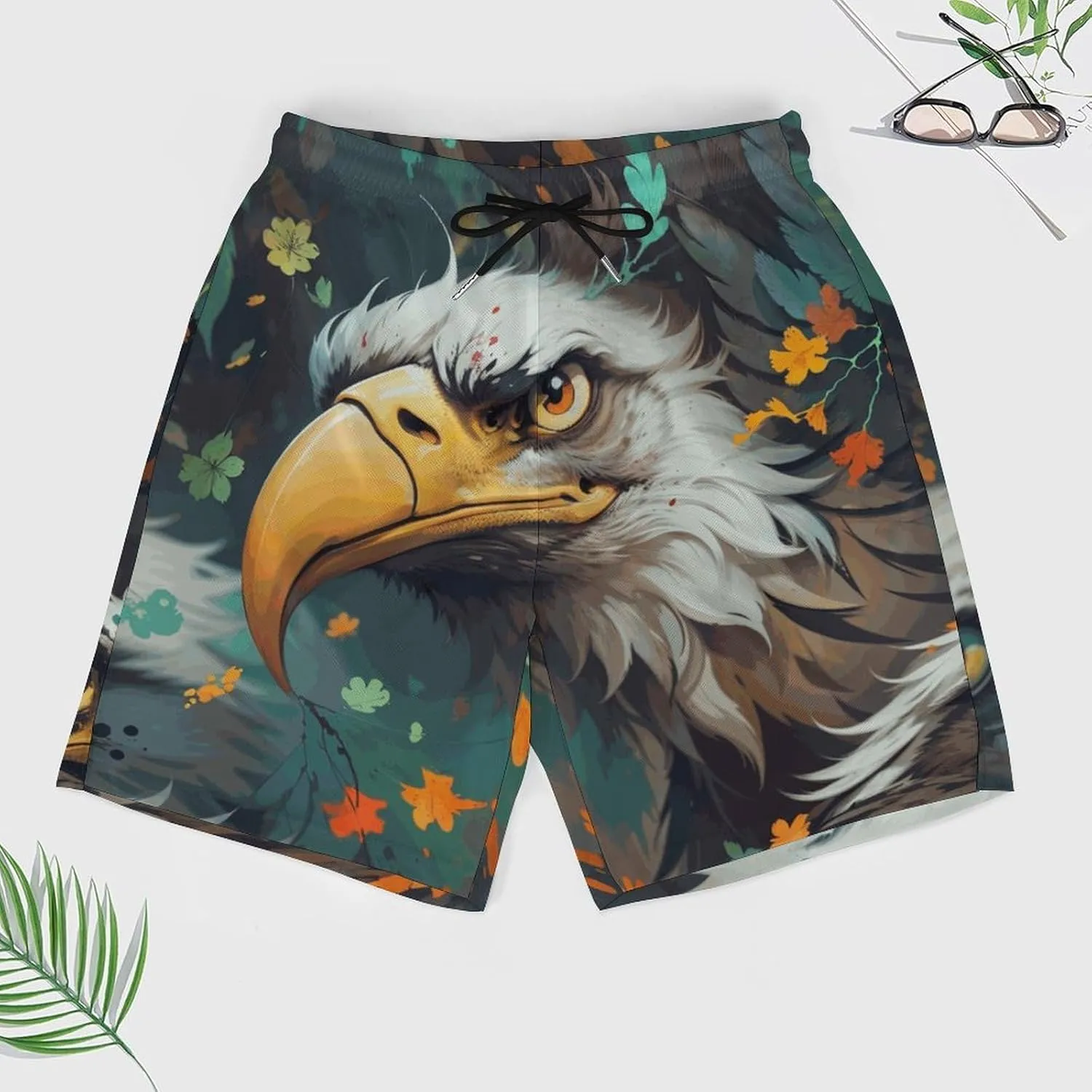 Colorful-eagle Mens Swimming Trunks Board Shorts Beach Shorts with Pockets Bathing Suits