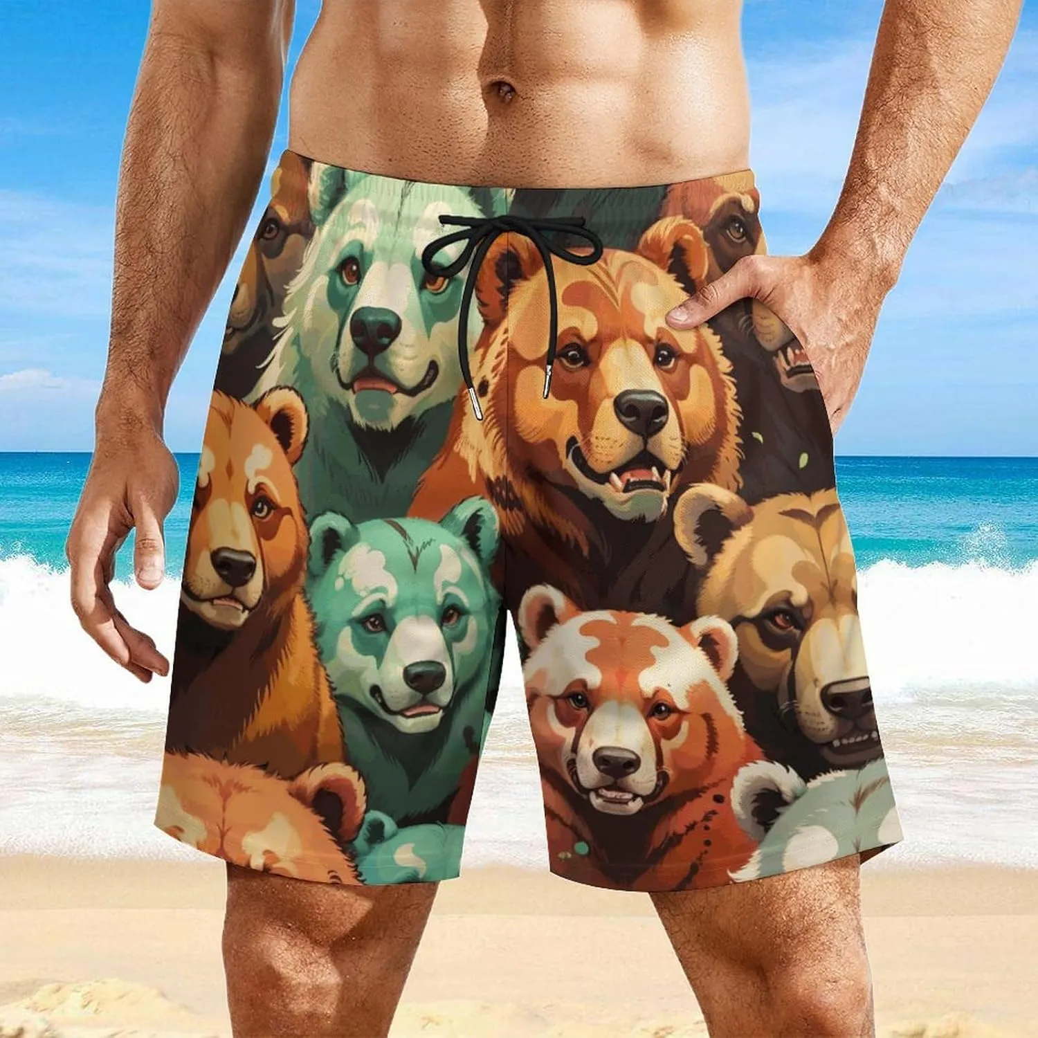 Colorful-eagle Mens Swimming Trunks Board Shorts Beach Shorts with Pockets Bathing Suits