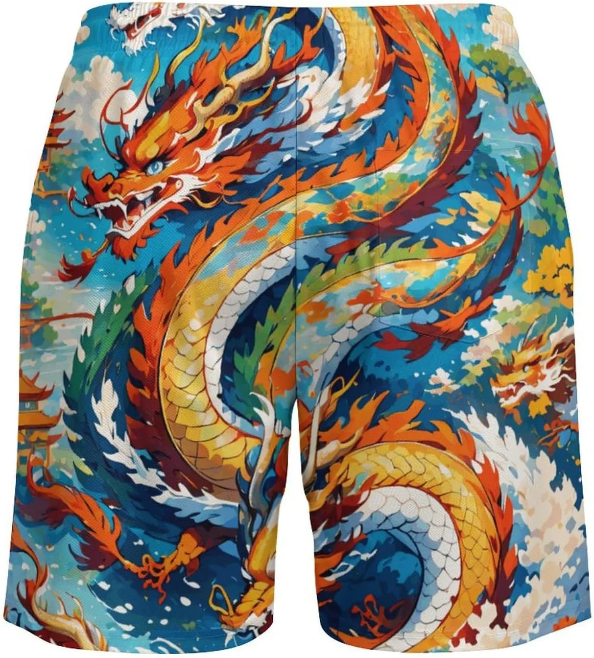 Colorful-eagle Mens Swimming Trunks Board Shorts Beach Shorts with Pockets Bathing Suits