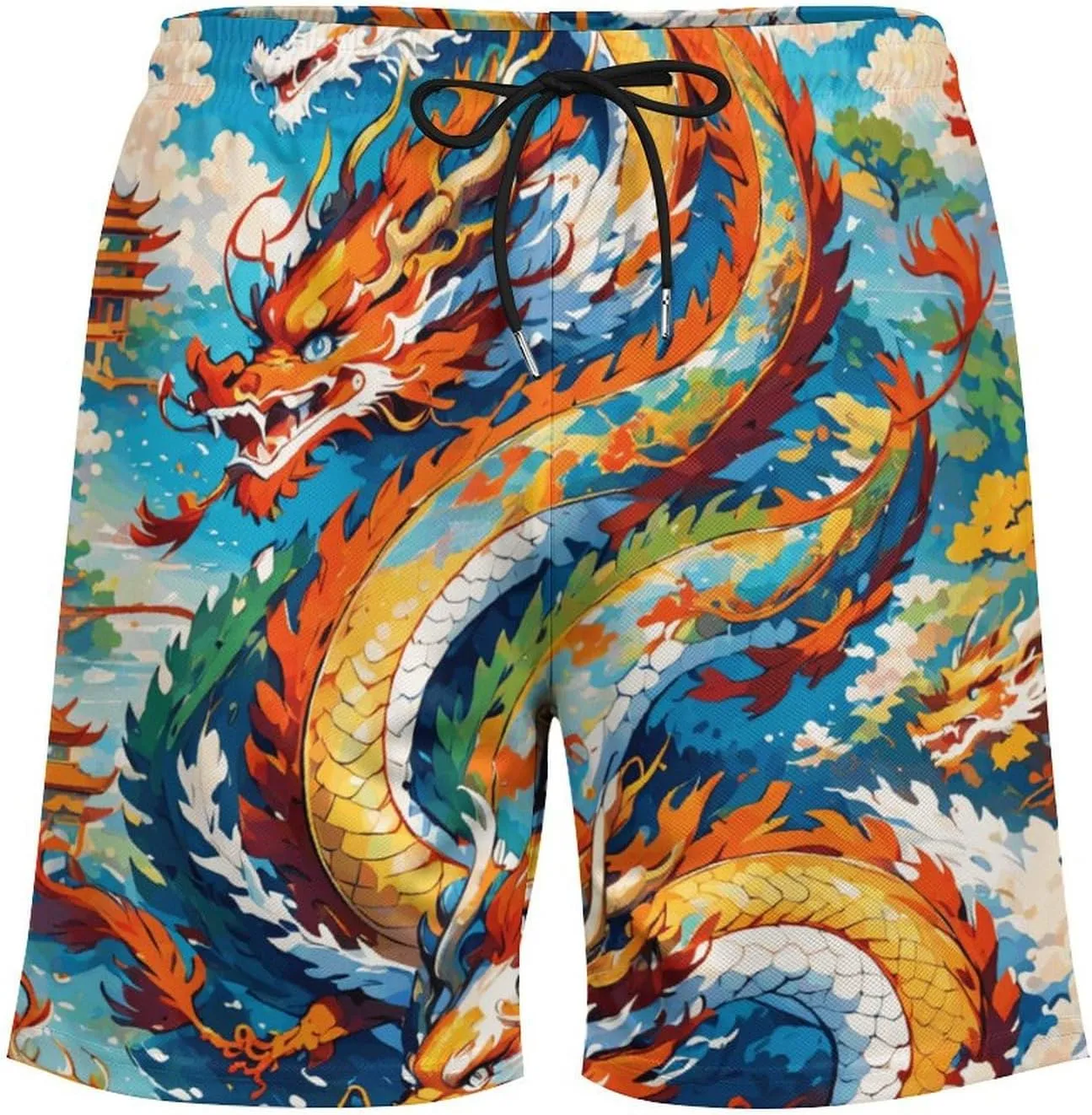 Colorful-eagle Mens Swimming Trunks Board Shorts Beach Shorts with Pockets Bathing Suits