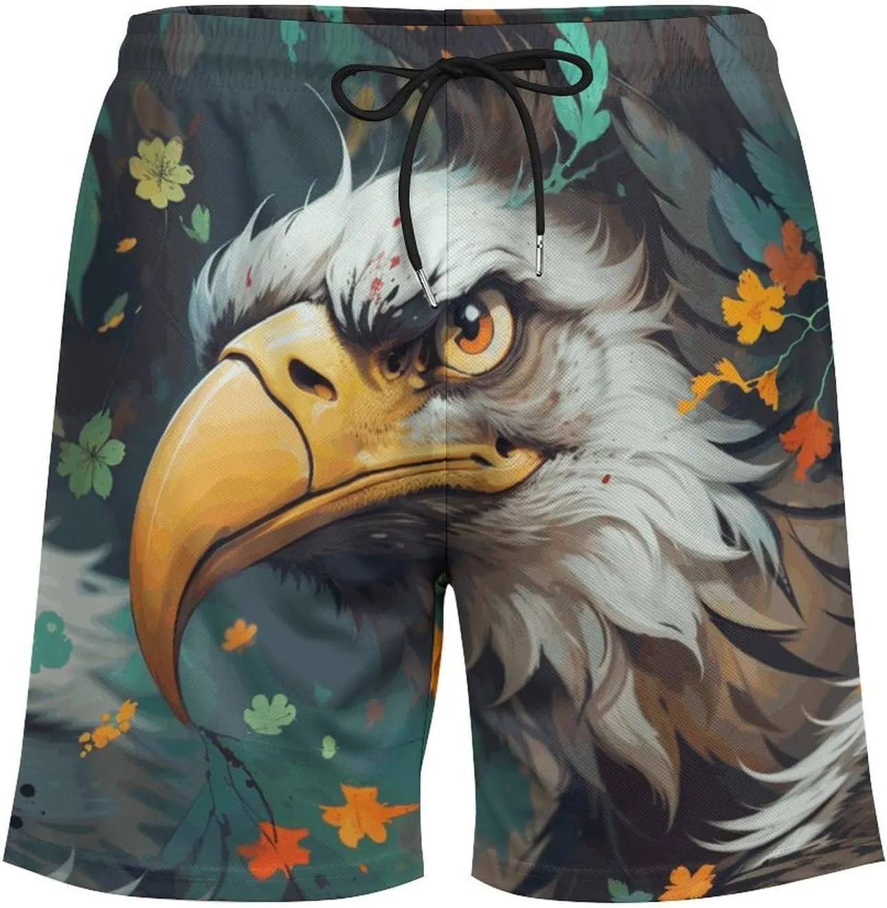 Colorful-eagle Mens Swimming Trunks Board Shorts Beach Shorts with Pockets Bathing Suits