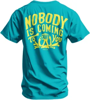 Combat Iron Men's Graphic T-Shirt | Nobody is Coming to Save You Skull | Cotton-Poly Blend | Athletic Fit, Tagless Comfort