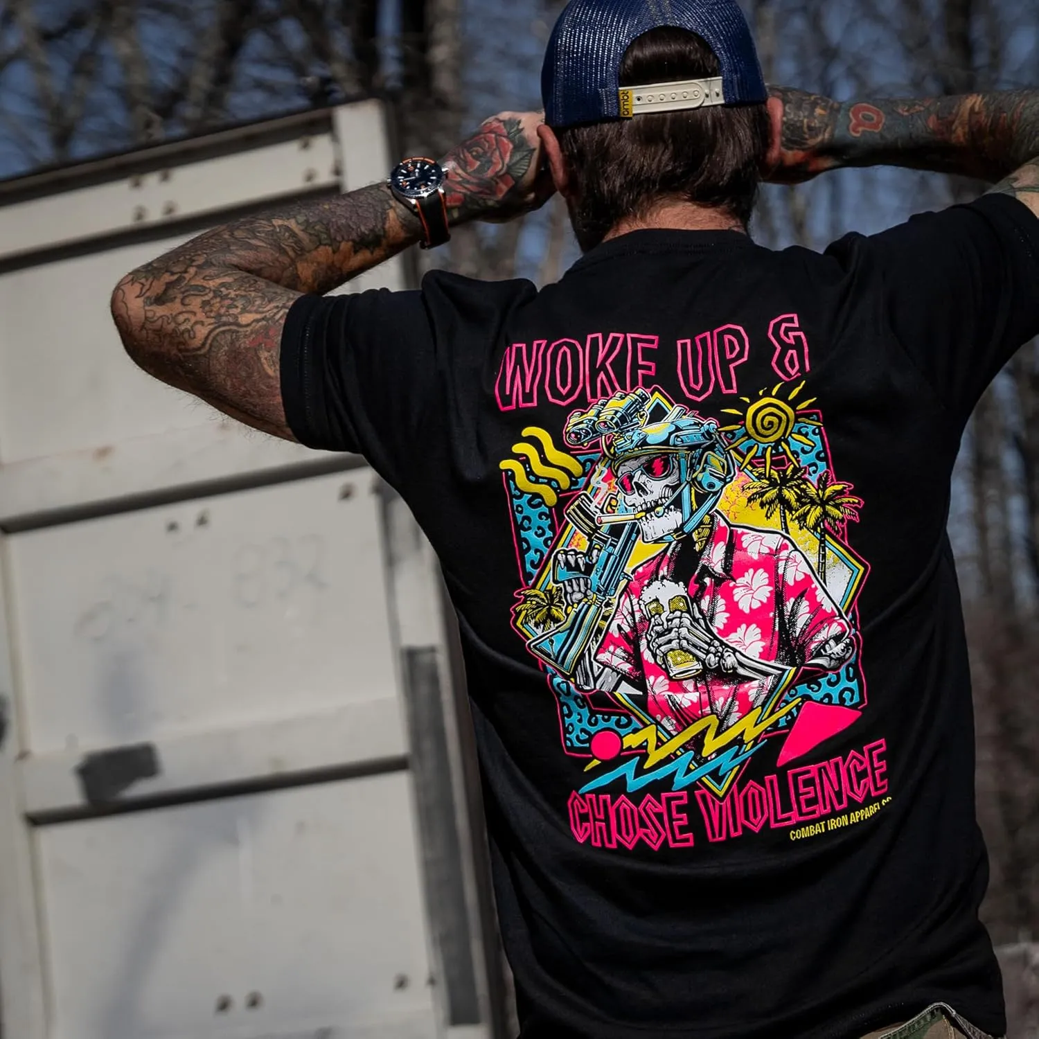 Combat Iron Men's Graphic T-Shirt | Woke Up and Chose Violence | Cotton-Poly Blend | Athletic Fit, Tagless Comfort
