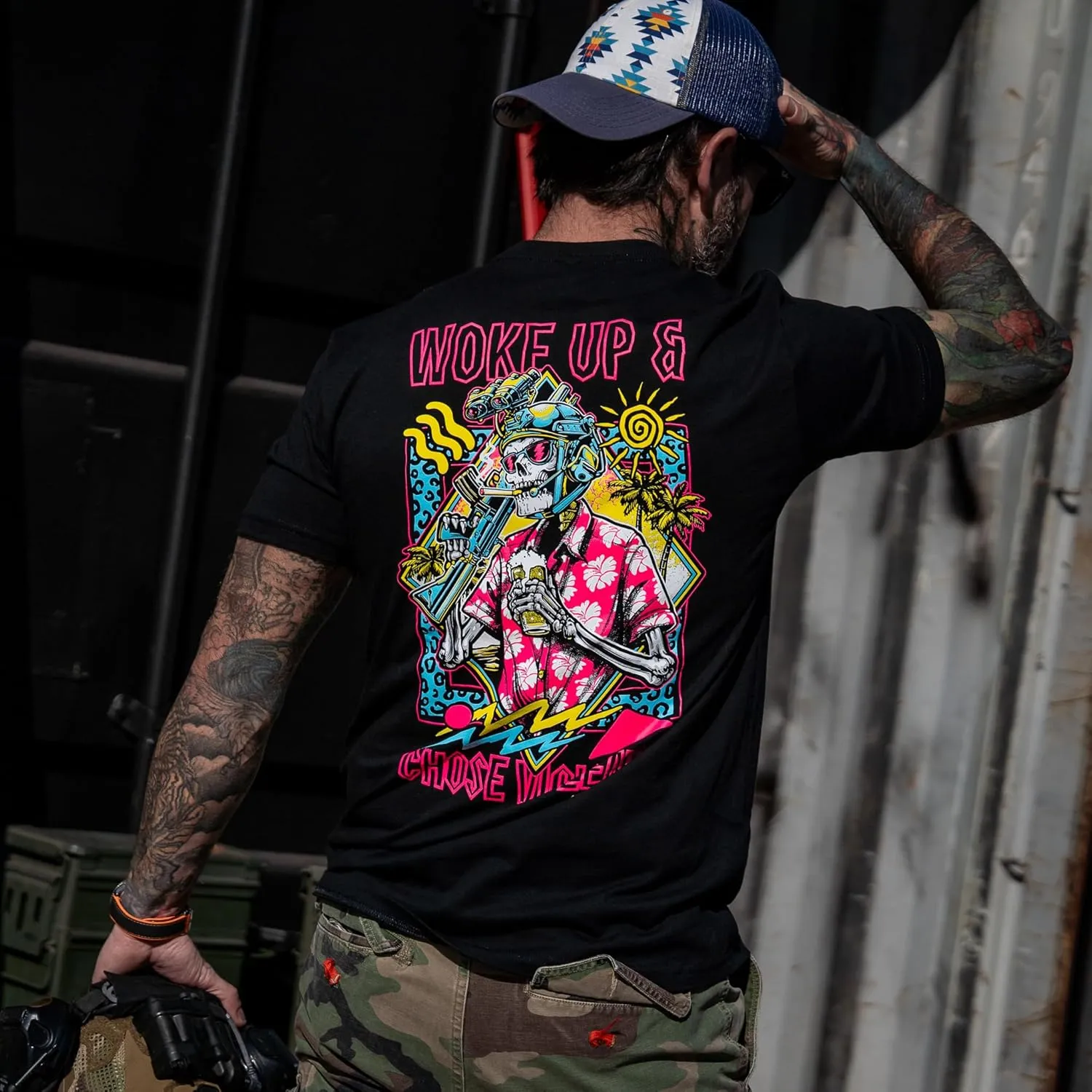 Combat Iron Men's Graphic T-Shirt | Woke Up and Chose Violence | Cotton-Poly Blend | Athletic Fit, Tagless Comfort