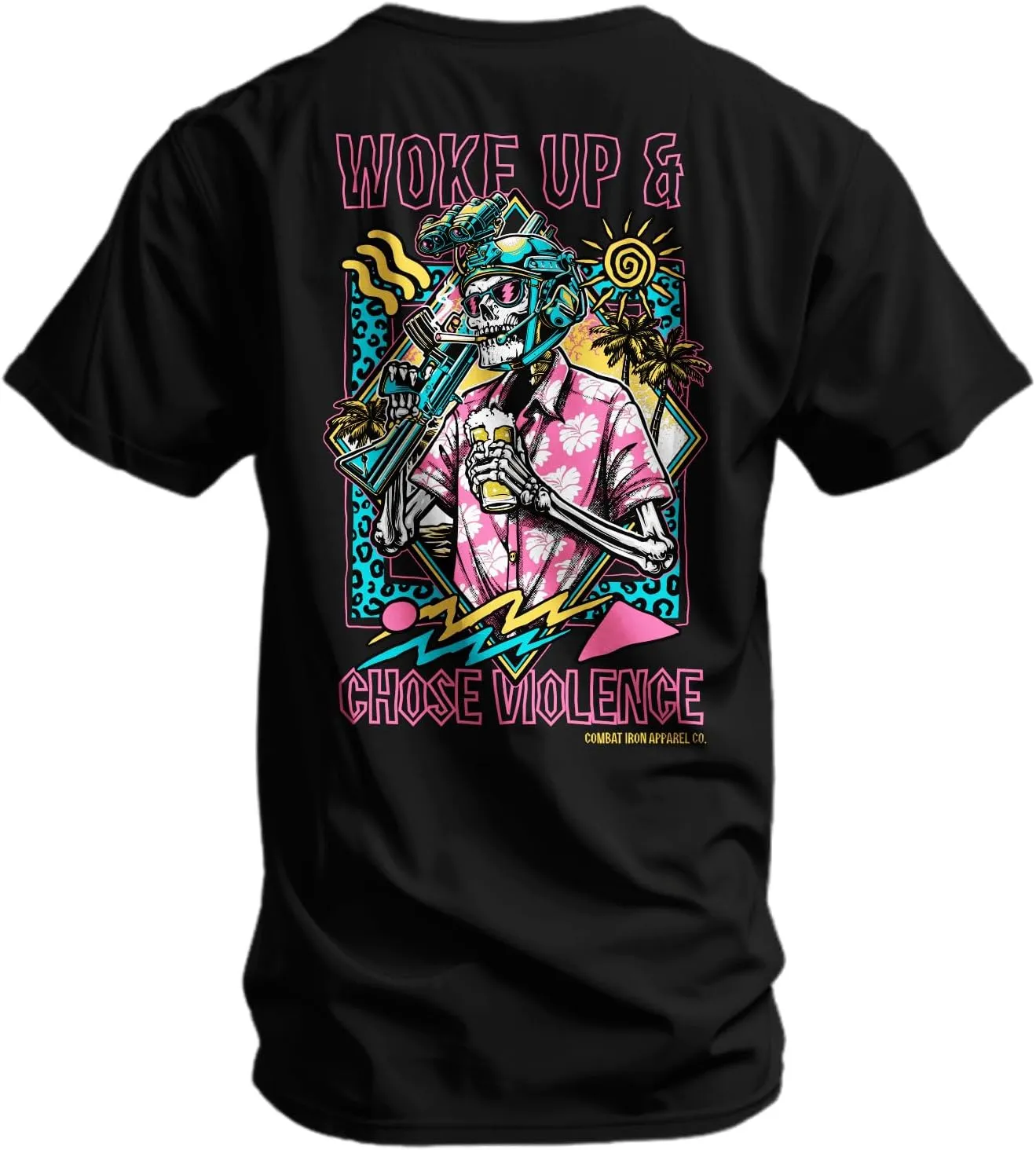 Combat Iron Men's Graphic T-Shirt | Woke Up and Chose Violence | Cotton-Poly Blend | Athletic Fit, Tagless Comfort