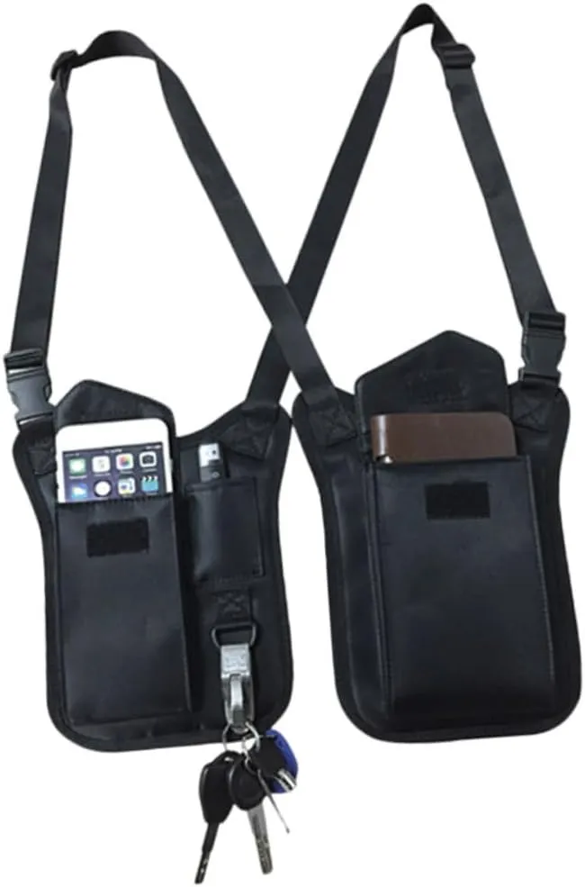 Concealed Carry Crossbody Bag Men's Shoulder Bag Armpit Pockets Black Key Holder