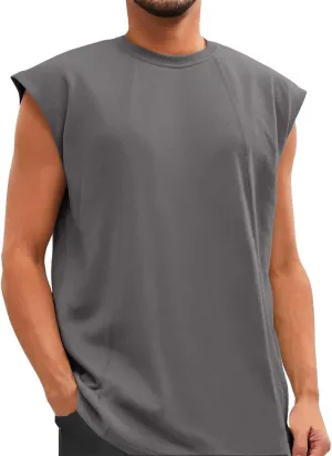 Cool Quick Dry Running Tunics Mens Athletic Sleeveless Tank Tops Gym Workout Muscle Outdoor Tees