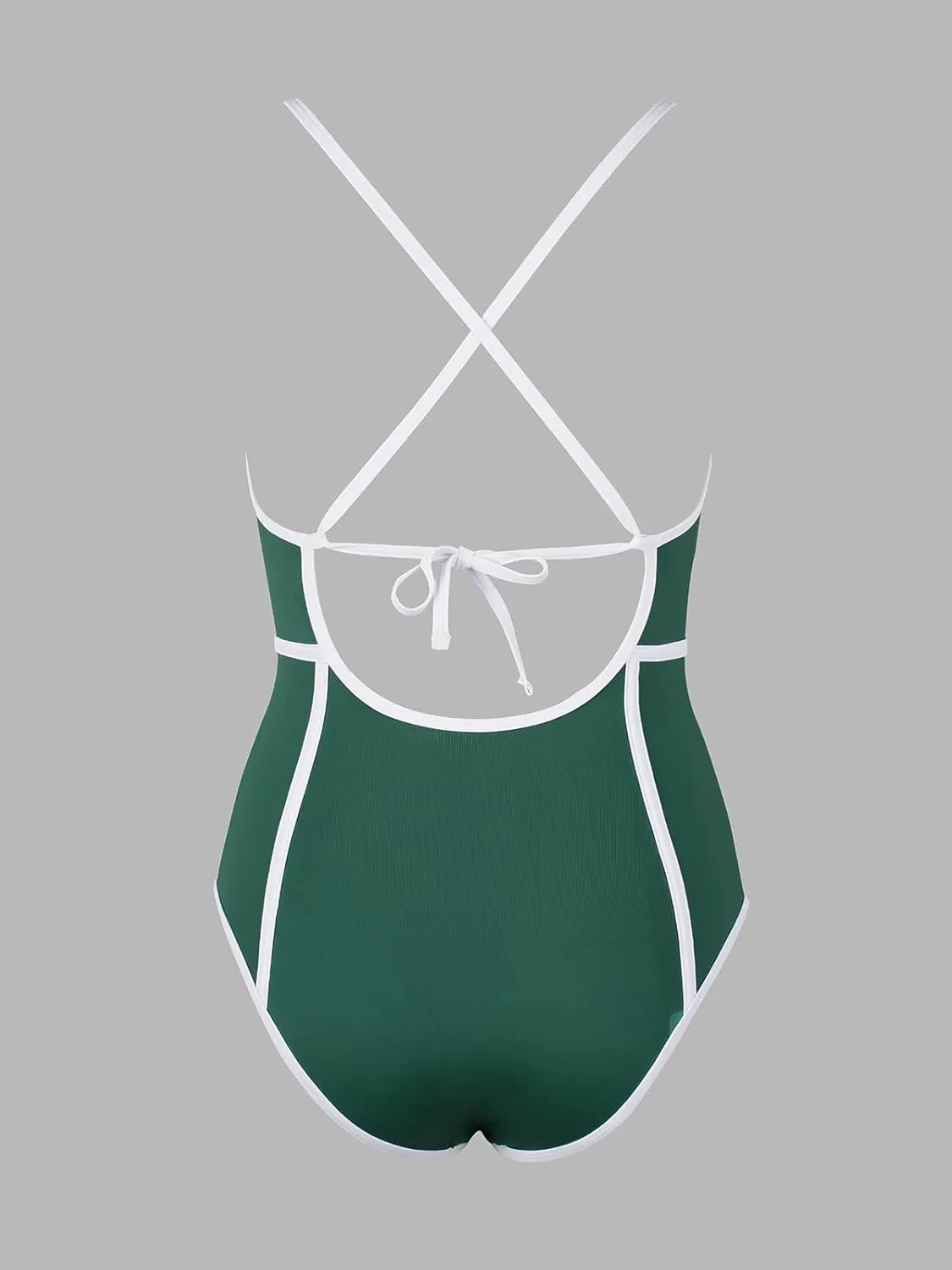 CUPSHE Women's One Piece Swimsuit Plunging V Neck Bathing Suit Crisscross Back Tie Slimming Sculpting Color Block