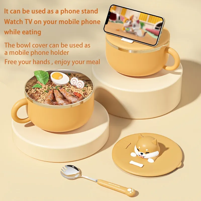Cute Dog Noodle Bow Bento Box Stainless Steel Special Set