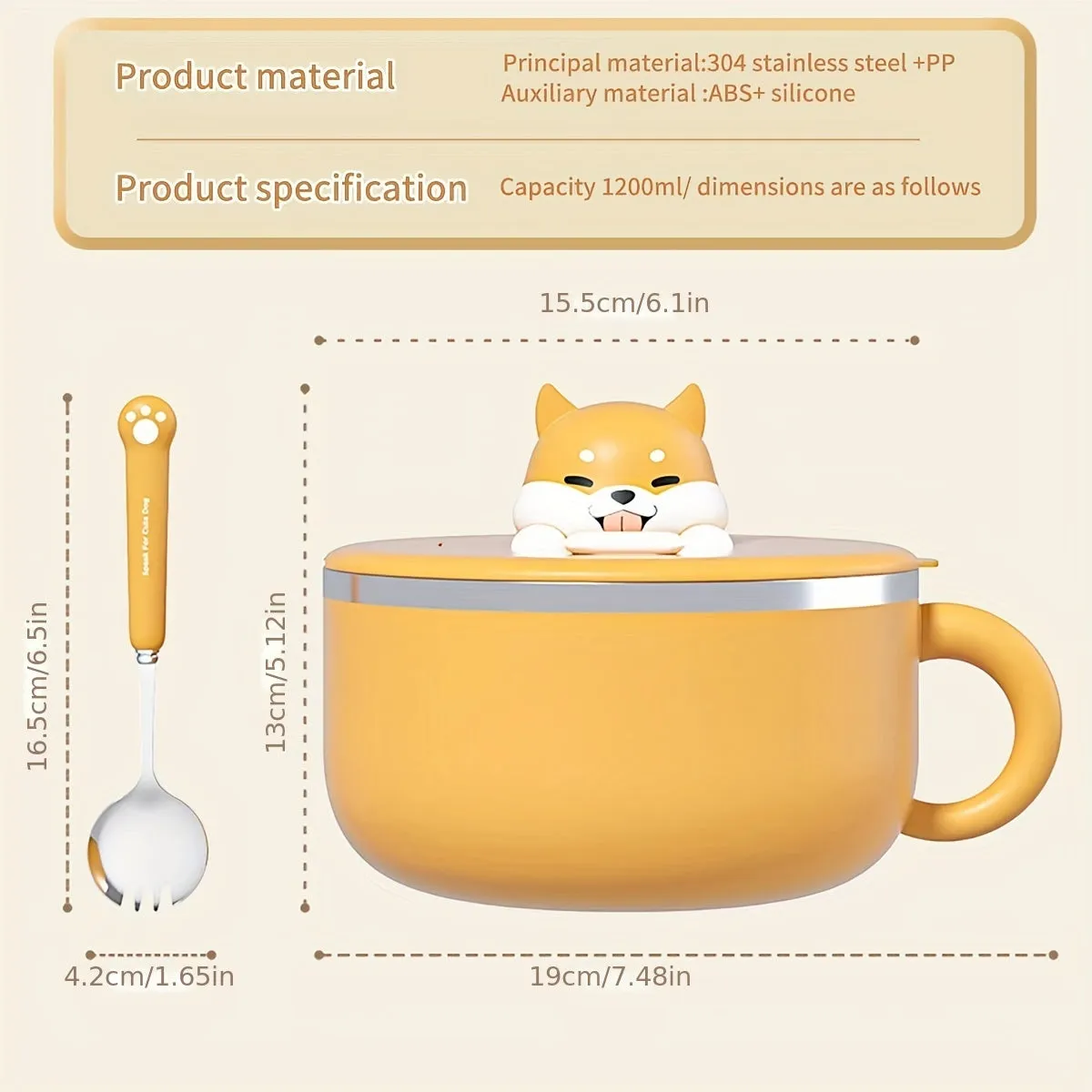 Cute Dog Noodle Bow Bento Box Stainless Steel Special Set