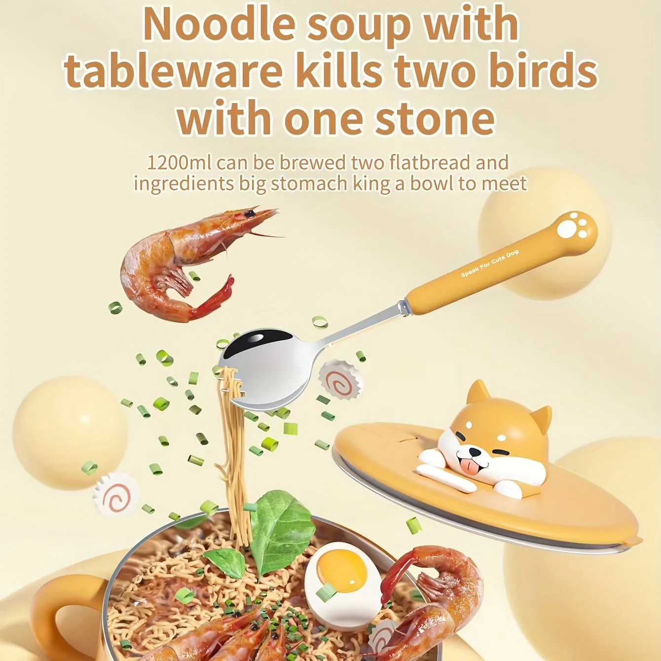 Cute Dog Noodle Bow Bento Box Stainless Steel Special Set