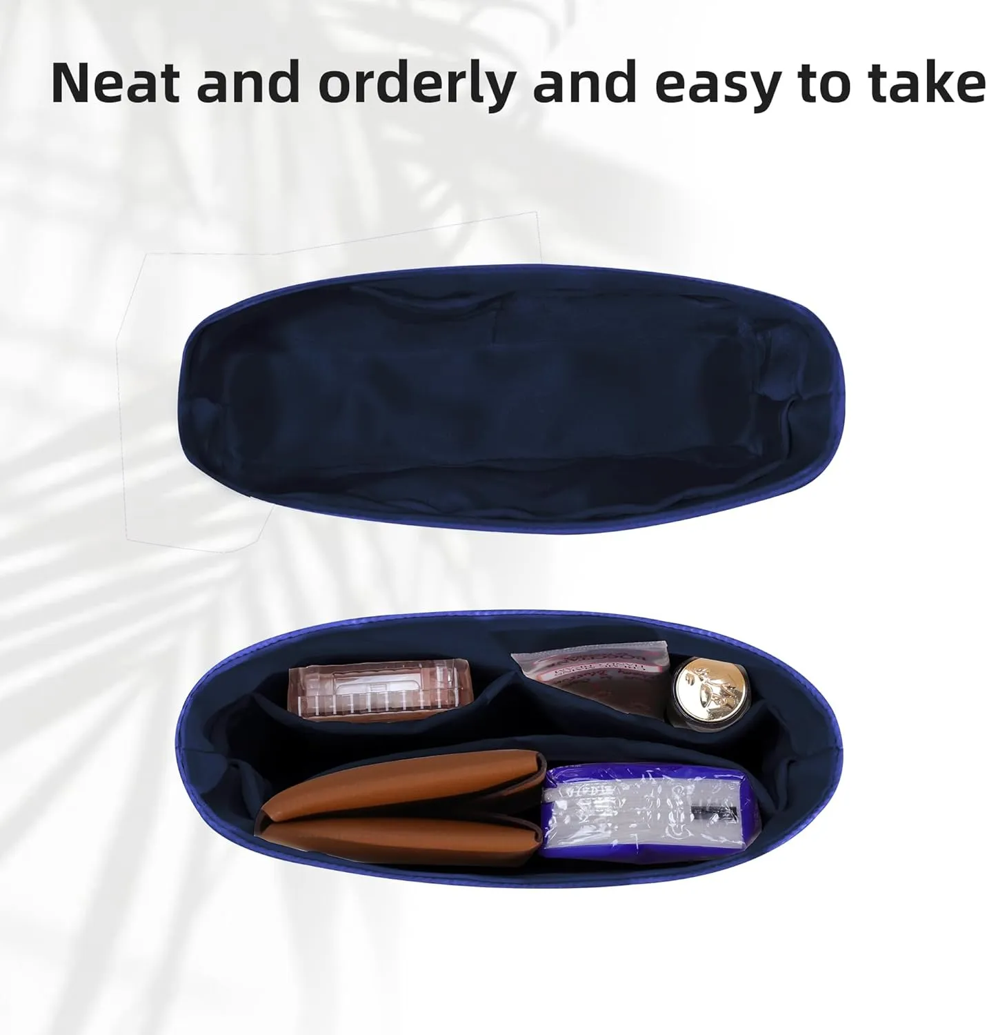 DGAZ Lightweight Purse Organizer Insert for Hermes Evelyne Bag,Silk and Dupontpaper handbag inner for Luxury Bags(Blue nuit,PM29)