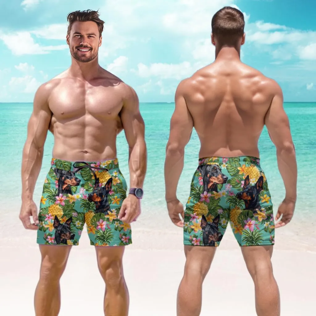 Dog Lovers Mens Swim Trunks - Tropical Summer Quick Dry Mens Board Shorts with Mesh Lining Swimwear Bathing Suits Set 05