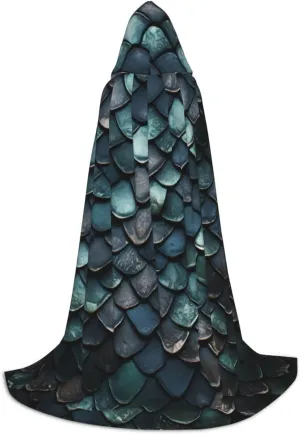 Dragon Colored Scales Halloween Cape For Teenagers, Hooded Cloak Long Cape Costume Cloak For Party Or Cosplay