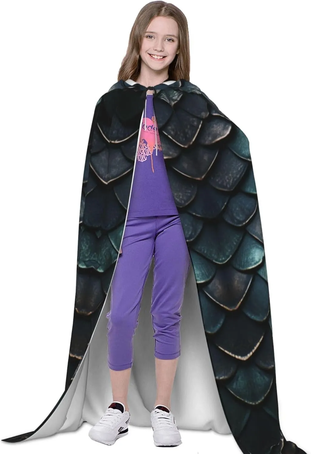 Dragon Colored Scales Halloween Cape For Teenagers, Hooded Cloak Long Cape Costume Cloak For Party Or Cosplay