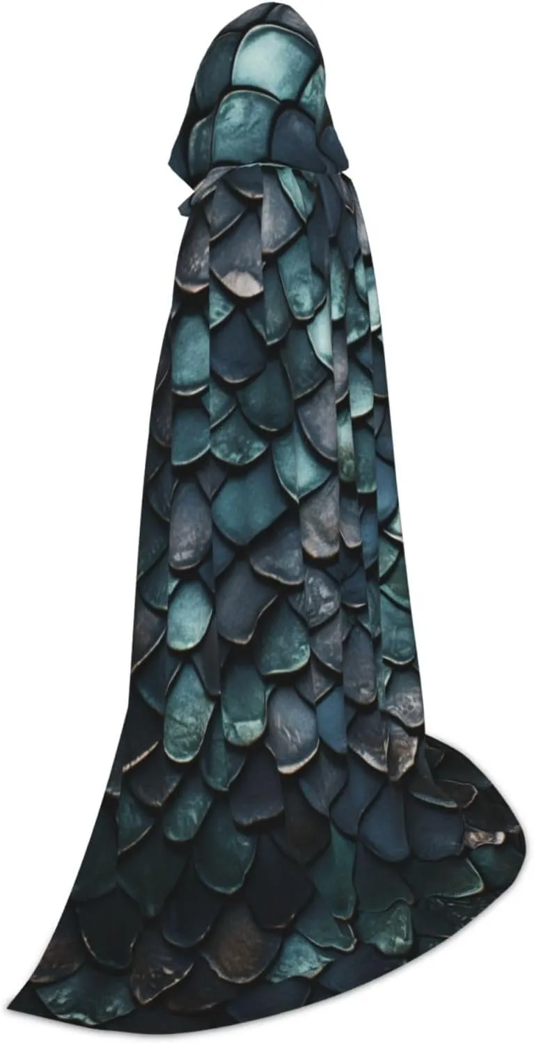 Dragon Colored Scales Halloween Cape For Teenagers, Hooded Cloak Long Cape Costume Cloak For Party Or Cosplay
