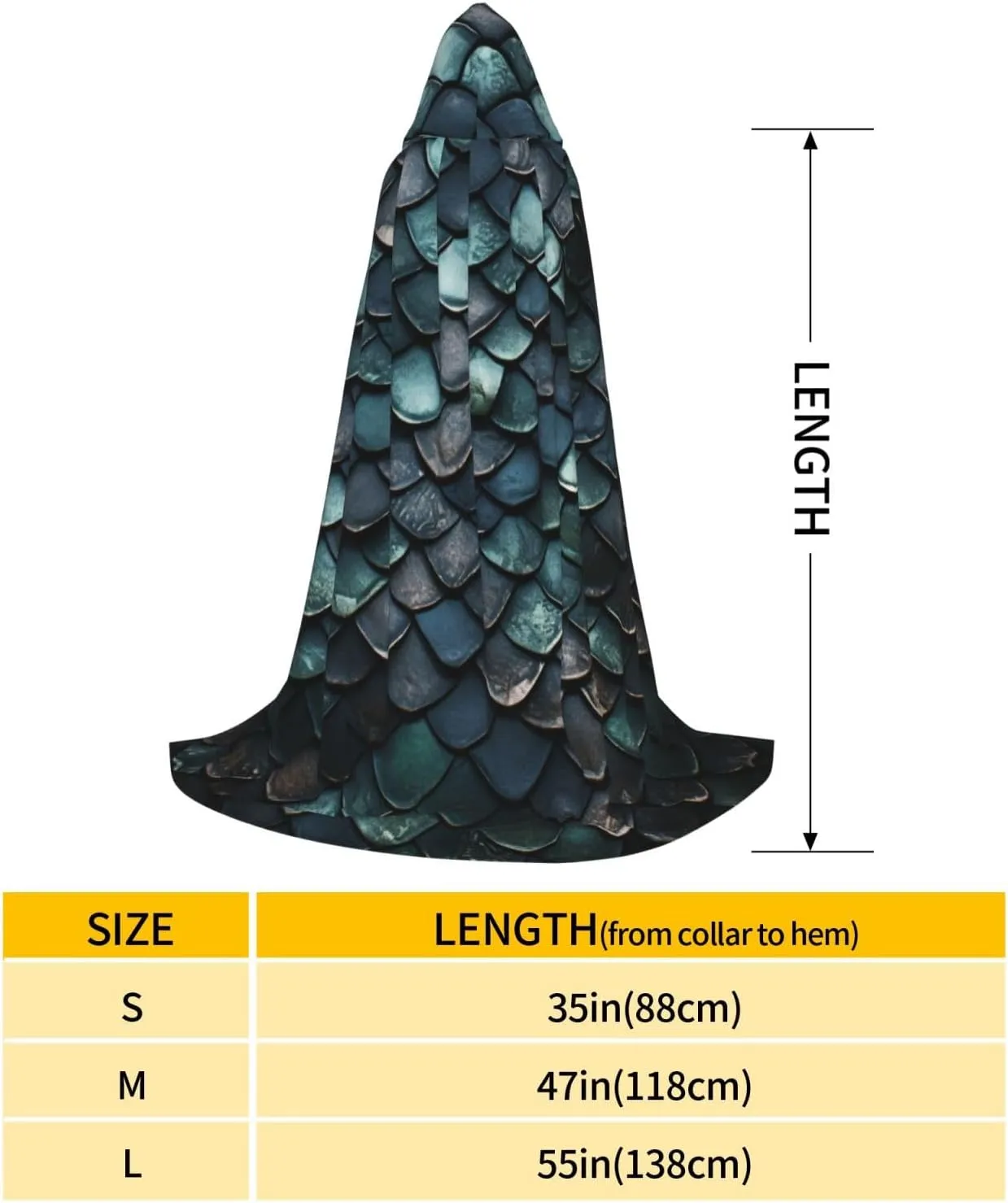 Dragon Colored Scales Halloween Cape For Teenagers, Hooded Cloak Long Cape Costume Cloak For Party Or Cosplay