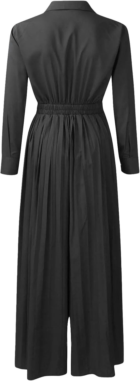 Dressy Jumpsuits for Women Evening Party Wedding Guest Plus Size Sleeveless Rompers Wide Leg Long Pants