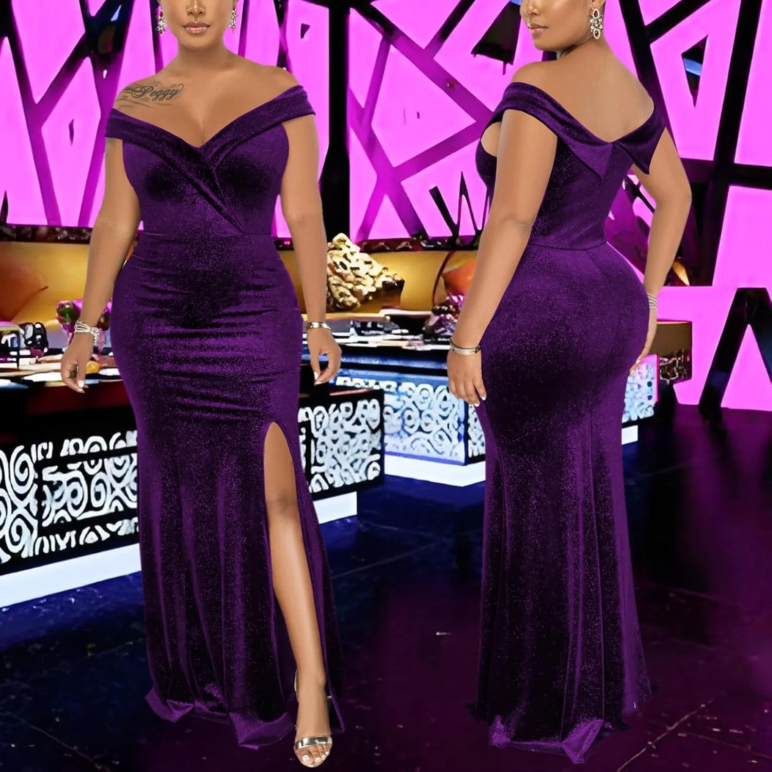 Elegant Off Shoulder Mermaid Bodycon Maxi Dress for Women Sexy Wedding Ruched Evening Gown Prom Cocktail Party Dress