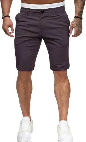 evzosrz Chino Shorts for Men Fashion Summer Button Stretch Golf Short Pants Solid Color Slim Fit Business Comfy Golf Shorts