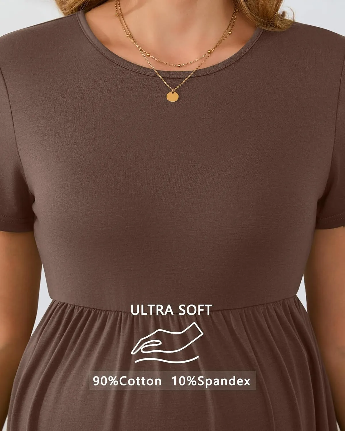 Ficerd 3 Packs Cotton Women's Maternity Tops Short Sleeve Scoop Neck Elastic Band High Waist Shirts Pregnancy Clothes