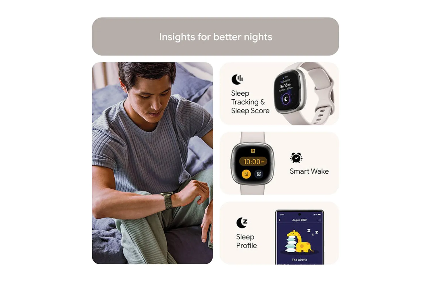 Fitbit Sense 2 Smartwatch | Lunar White & Platinum
