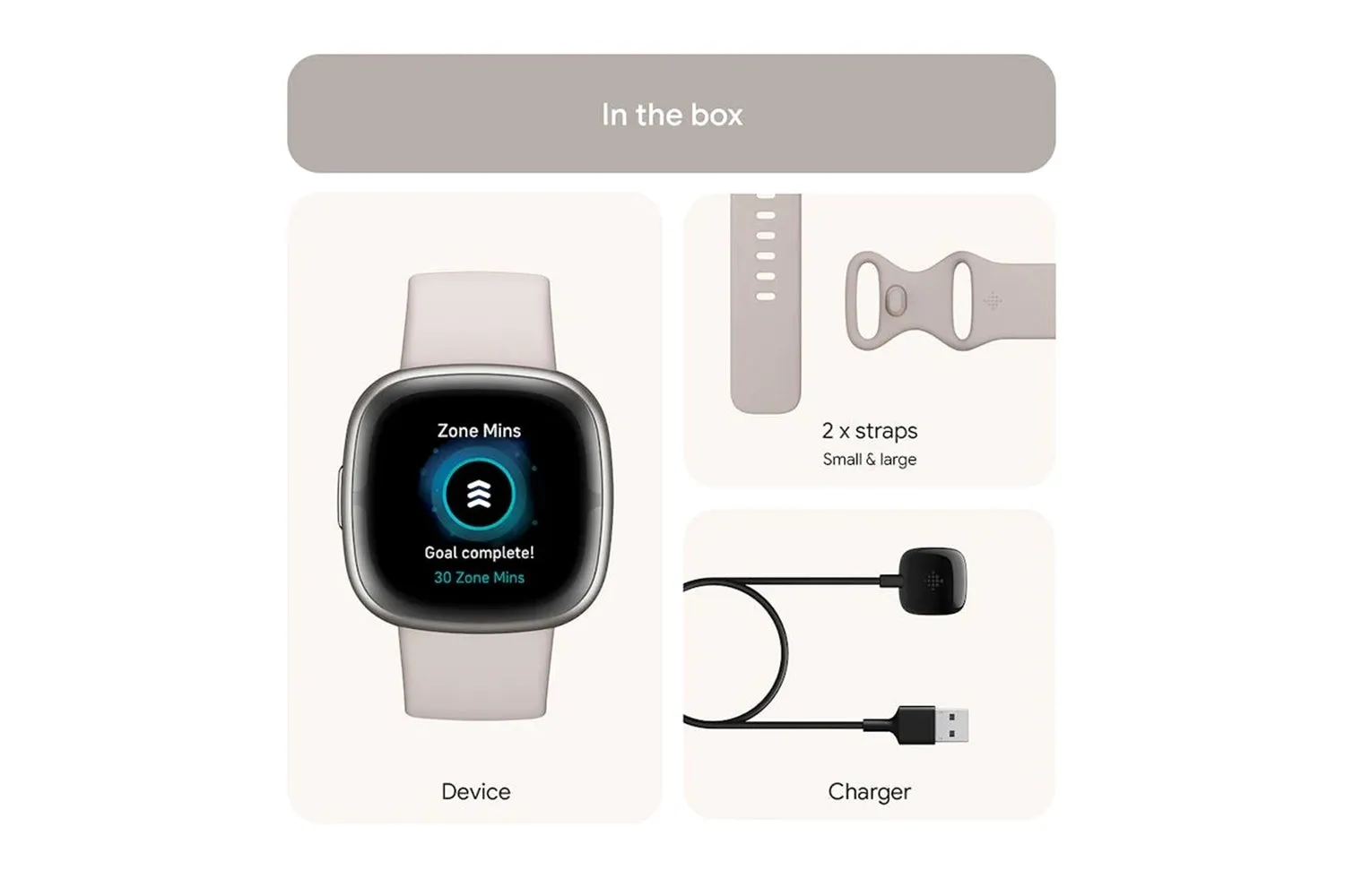 Fitbit Sense 2 Smartwatch | Lunar White & Platinum