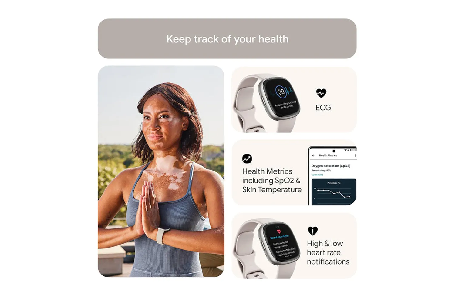 Fitbit Sense 2 Smartwatch | Lunar White & Platinum