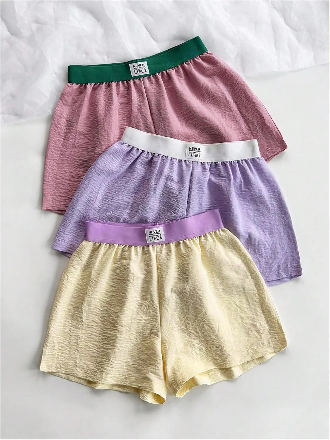 Floerns Women's 3 Pcs Boxer Shorts Color Block Comfy Lounge Pajama Shorts