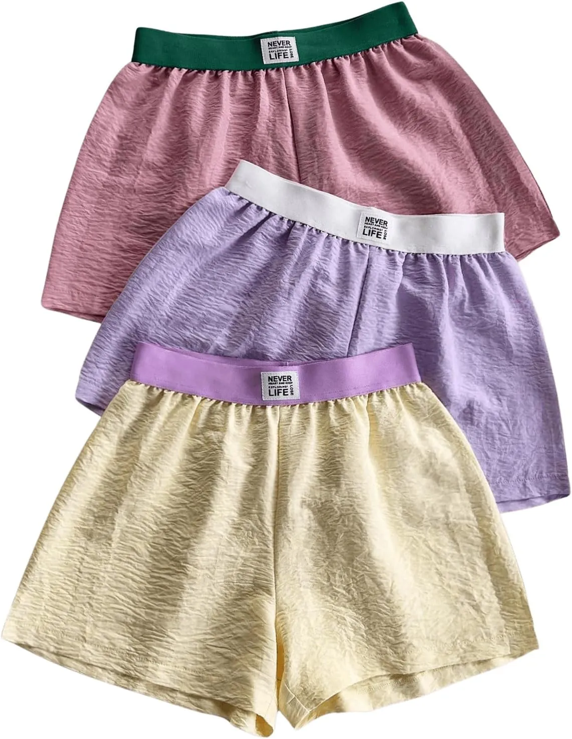 Floerns Women's 3 Pcs Boxer Shorts Color Block Comfy Lounge Pajama Shorts