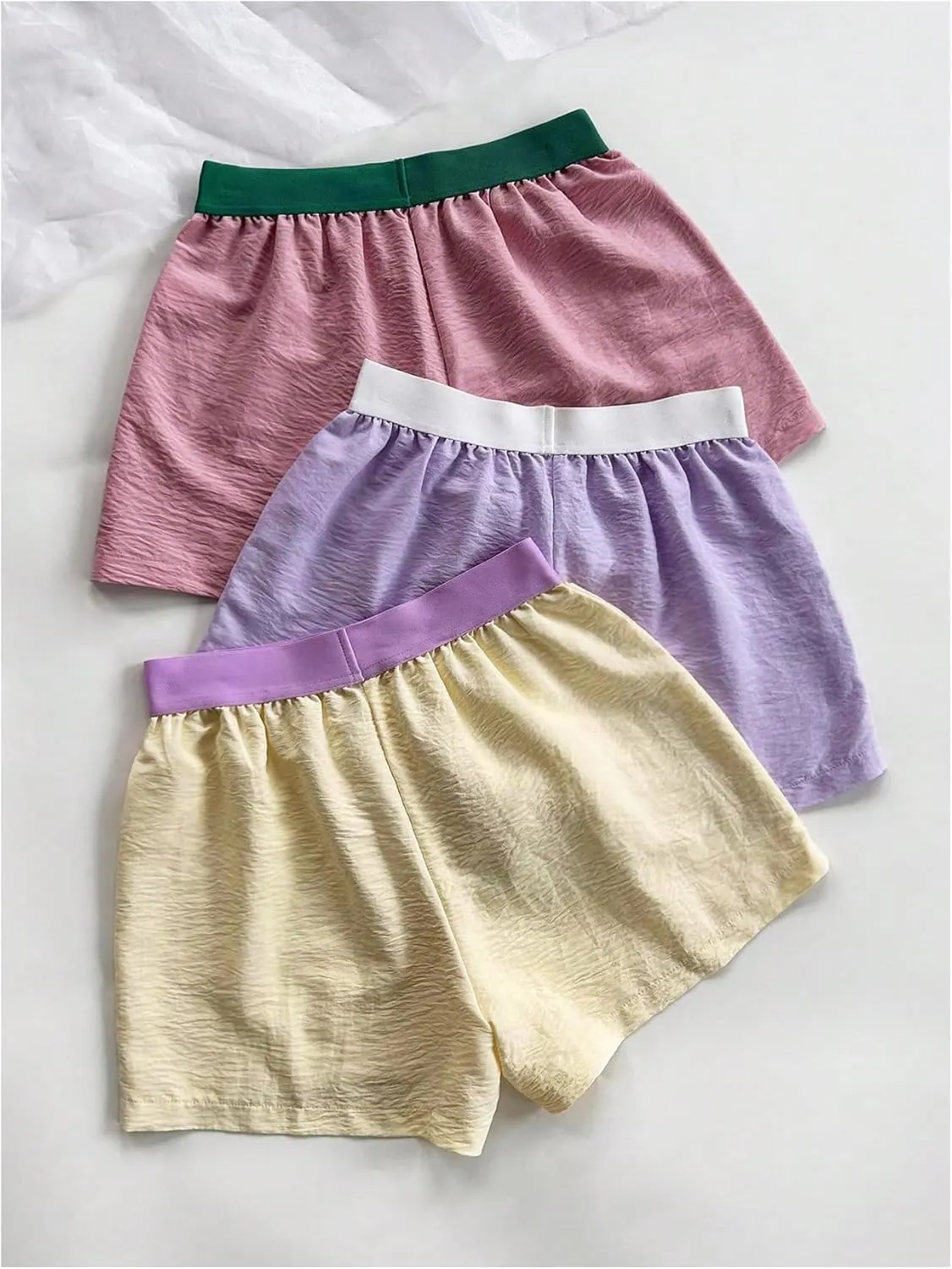 Floerns Women's 3 Pcs Boxer Shorts Color Block Comfy Lounge Pajama Shorts