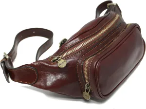 Floto Leather Fanny Pack Daypack Waist Bag Belly Belt Bag (Vecchio Brown)