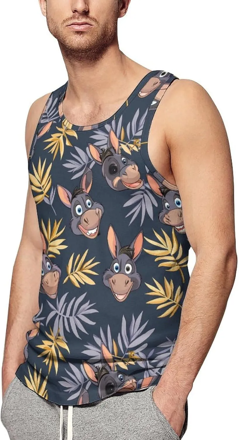 Funny Donkey Men's Tank Tops Summer Sleeveless T-Shirts Gym Workout Tee Casual Beach Tee