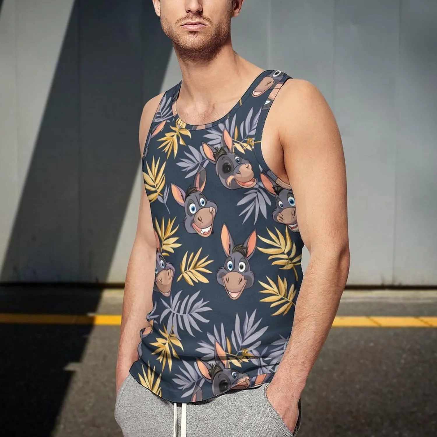 Funny Donkey Men's Tank Tops Summer Sleeveless T-Shirts Gym Workout Tee Casual Beach Tee