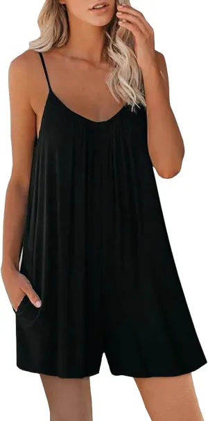 FZVYD Womens Summer Dresses Sleeveless Mini Dress U Neck Spaghetti Strap Sundress Athletic Basic Short Dress with Pockets