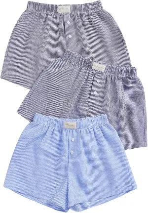 GORGLITTER Women's 3 Piece Plaid Pajama Shorts Elastic Waist Cute Pj Shorts
