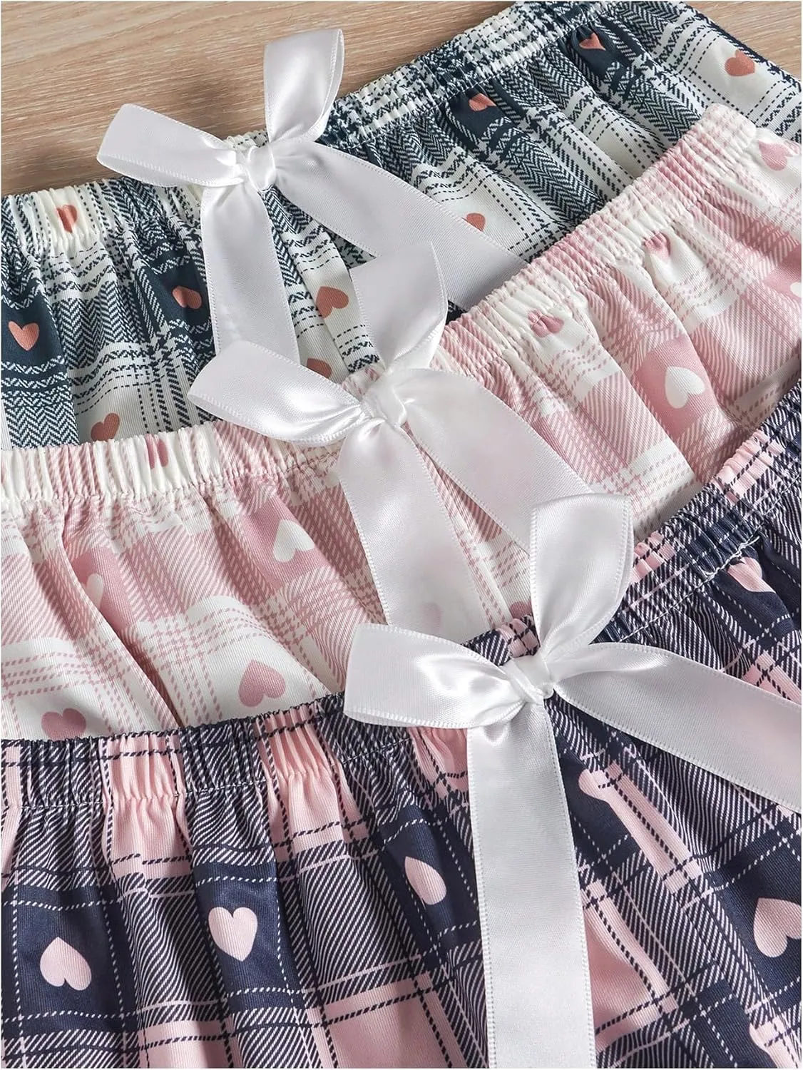 GORGLITTER Women's 3 Piece Plaid Pajama Shorts Elastic Waist Cute Pj Shorts
