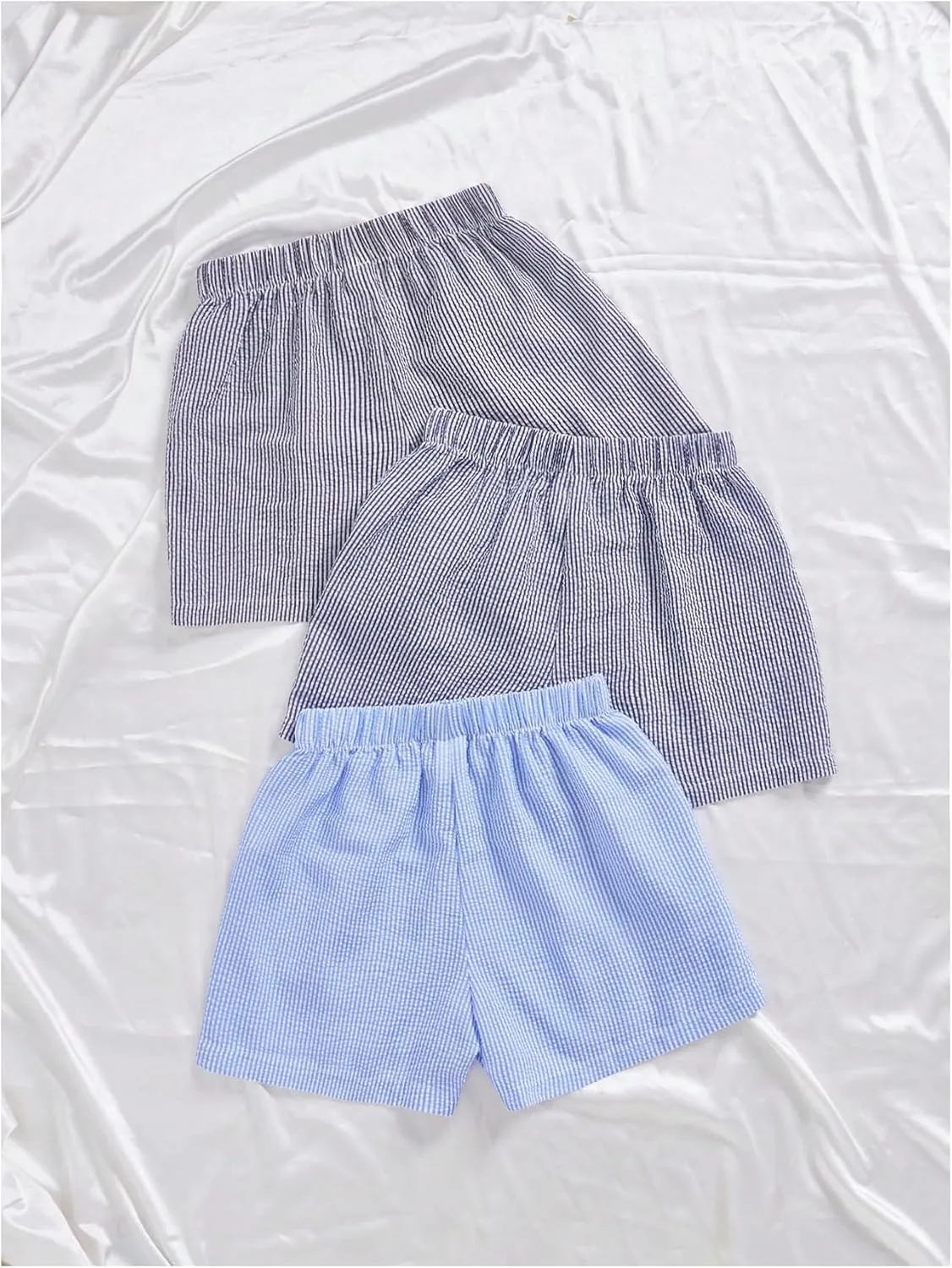 GORGLITTER Women's 3 Piece Plaid Pajama Shorts Elastic Waist Cute Pj Shorts