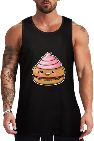 Hamburger Poop Mens Tank Top Cotton Undershirt Crewneck Sleeveless Shirt for Summer