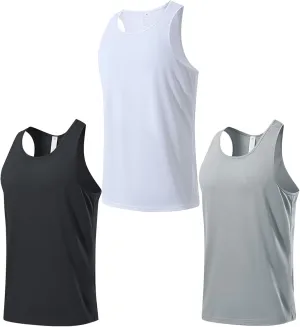 HNVAVQ 3 Pcs Mens Workout Vest Tops Sleeveless Undershirts Breathable Athletic Workout Shirts Fitness Tank Tops