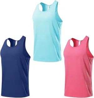 HNVAVQ 3 Pcs Mens Workout Vest Tops Sleeveless Undershirts Breathable Athletic Workout Shirts Fitness Tank Tops