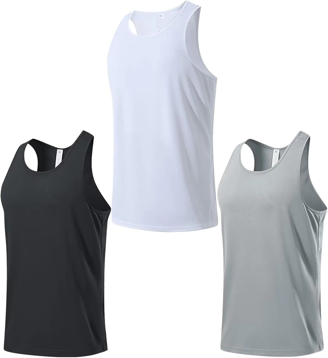 HNVAVQ 3 Pcs Mens Workout Vest Tops Sleeveless Undershirts Breathable Athletic Workout Shirts Fitness Tank Tops