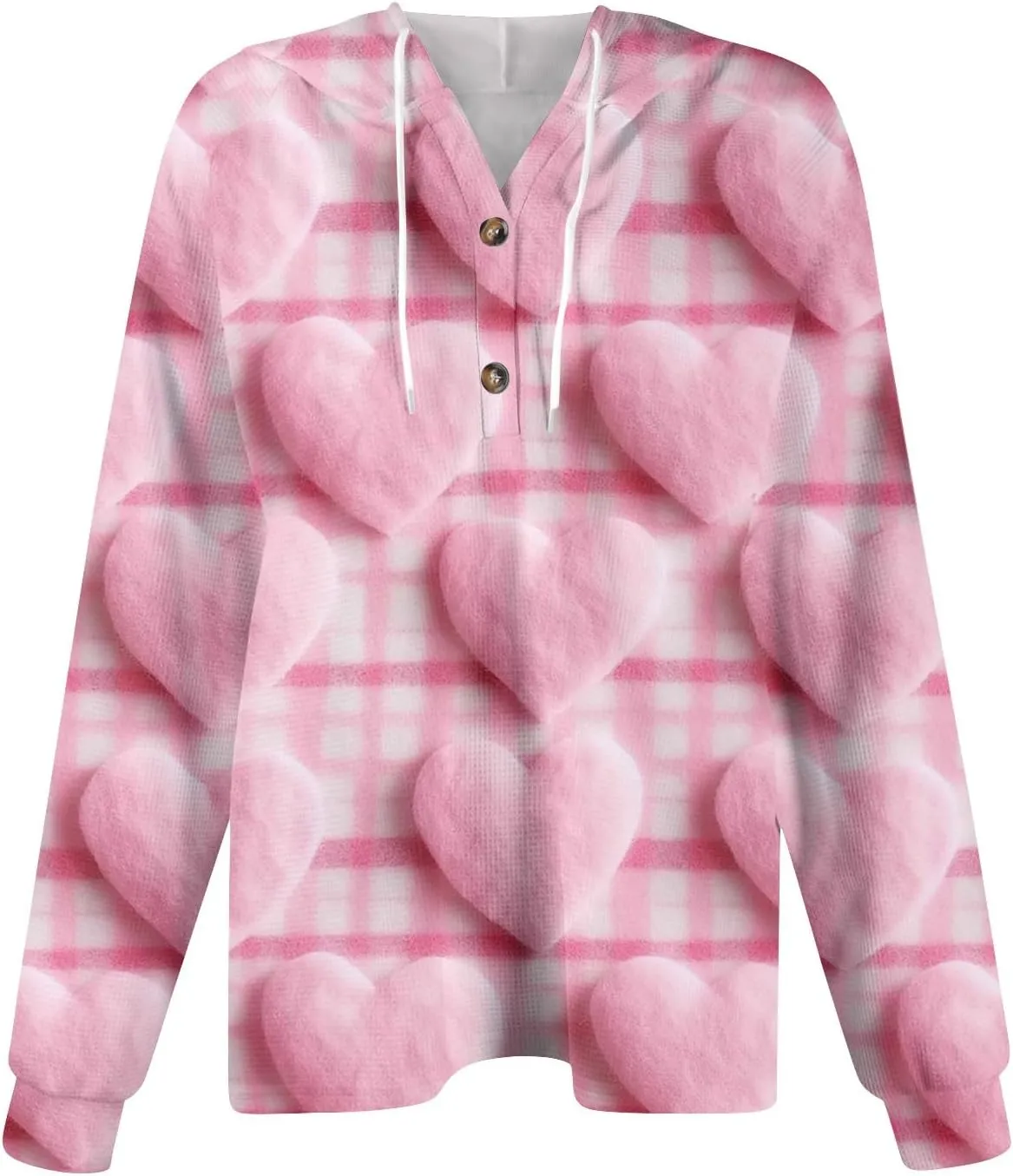 Hoodies For Women Trendy Long Sleeve V Neck Buttons Shirts Fashion Pullover Waffle Kint Tops Oversized Sweatshirts
