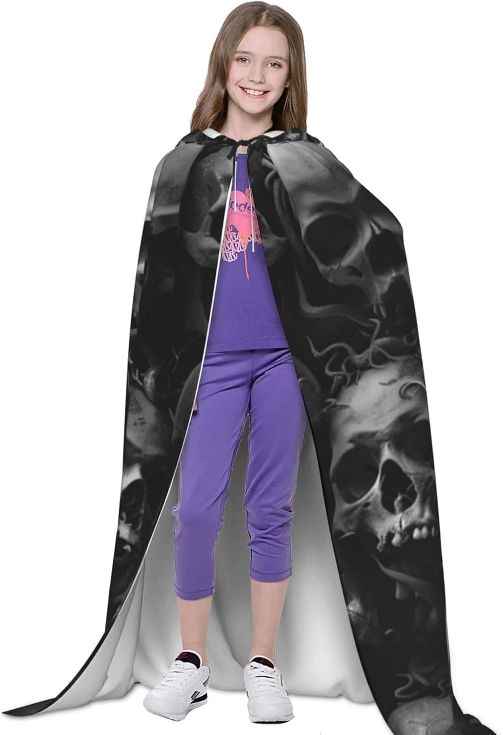 Horror Cartoon Halloween Cape For Teenagers, Hooded Cloak Long Cape Costume Cloak For Party Or Cosplay
