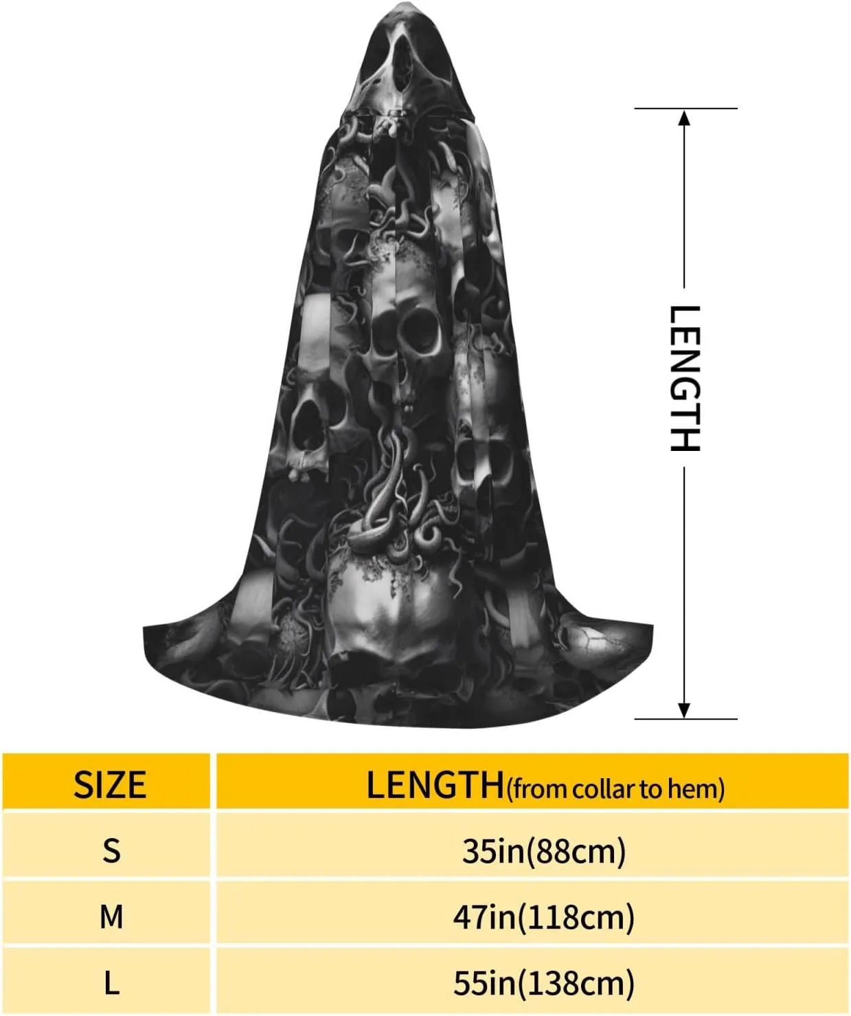 Horror Cartoon Halloween Cape For Teenagers, Hooded Cloak Long Cape Costume Cloak For Party Or Cosplay
