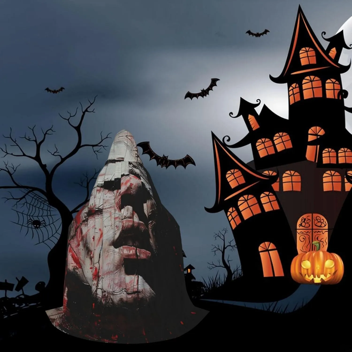 Horror Cartoon Halloween Cape For Teenagers, Hooded Cloak Long Cape Costume Cloak For Party Or Cosplay