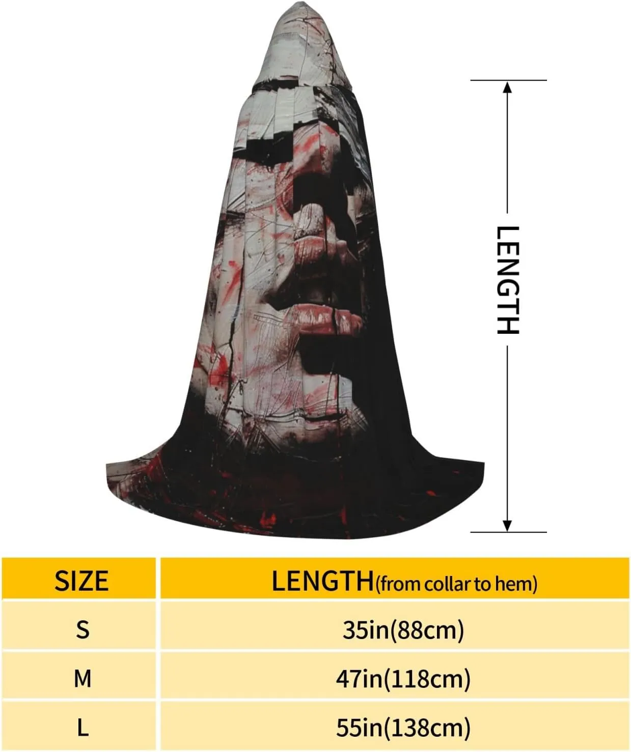 Horror Cartoon Halloween Cape For Teenagers, Hooded Cloak Long Cape Costume Cloak For Party Or Cosplay