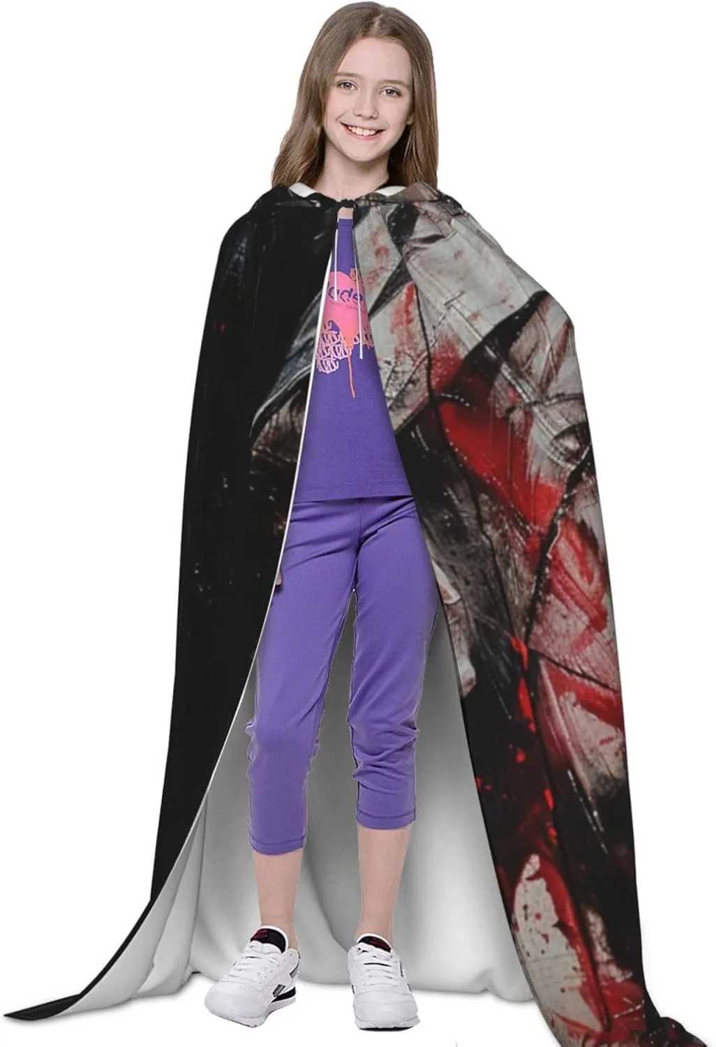 Horror Cartoon Halloween Cape For Teenagers, Hooded Cloak Long Cape Costume Cloak For Party Or Cosplay