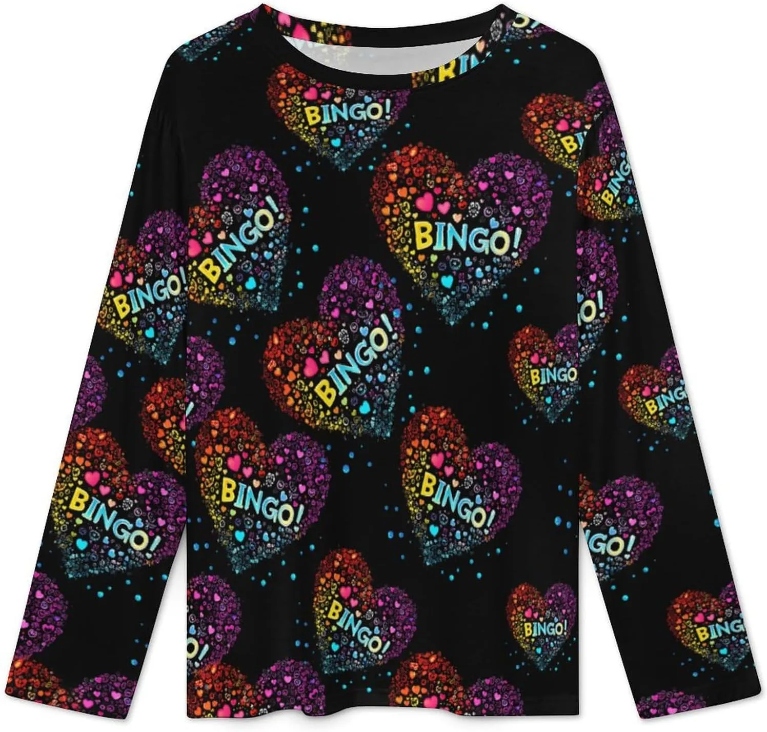 I Love Bingo Women's Pajama Set Long Sleeve T-shirts Top & Pant Comfort Sleepwear Loungewear